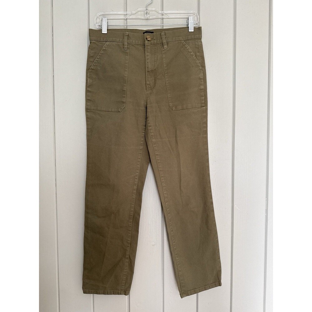 J. Crew Pants 27 Highest-Rise Utility Straight Stretch Canvas Army Green AL466